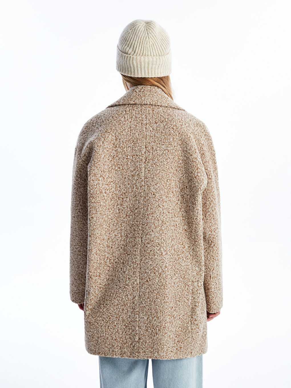 بالطو ياقة الجاكيت أوفراسايز للسيدات تيدي-4