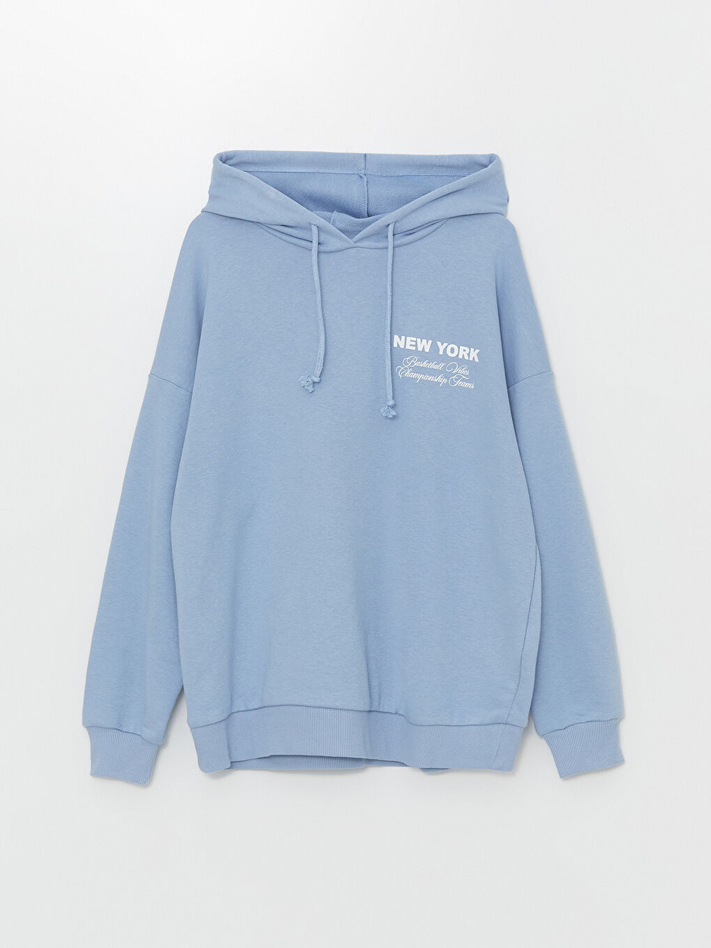 XSIDE Mat Mavi Baskılı Uzun Kollu Oversize Kadın Hoodie - 5