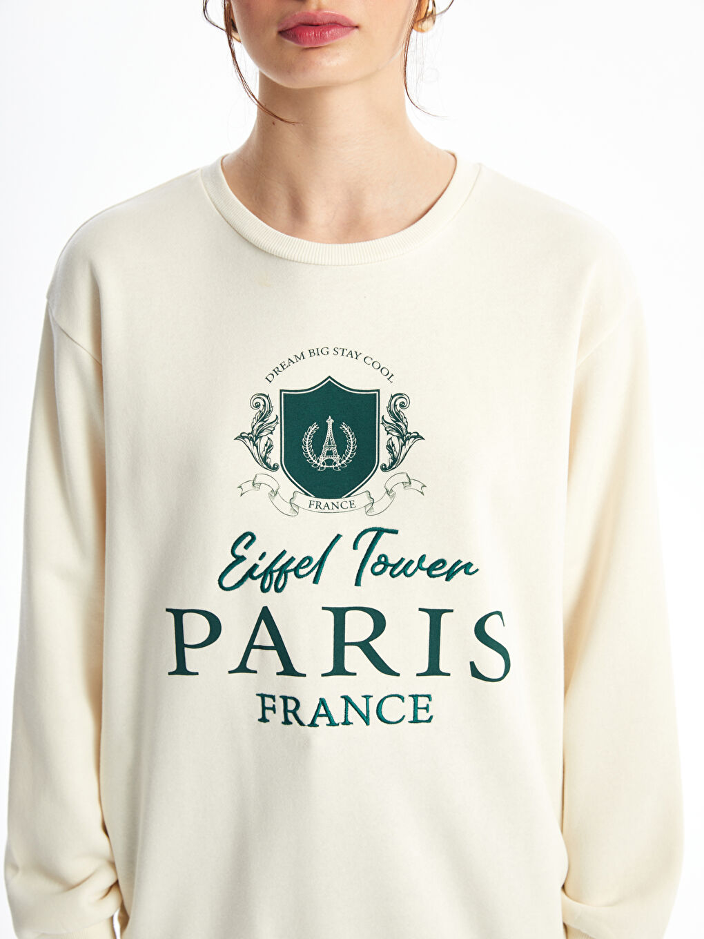 әйелдерге арналған принтті оверсайз дөңгелек жағалы свитшот-2