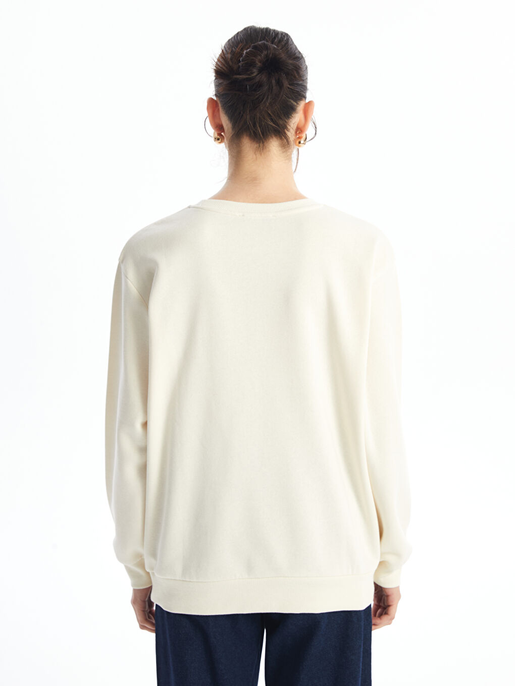 әйелдерге арналған принтті оверсайз дөңгелек жағалы свитшот-3