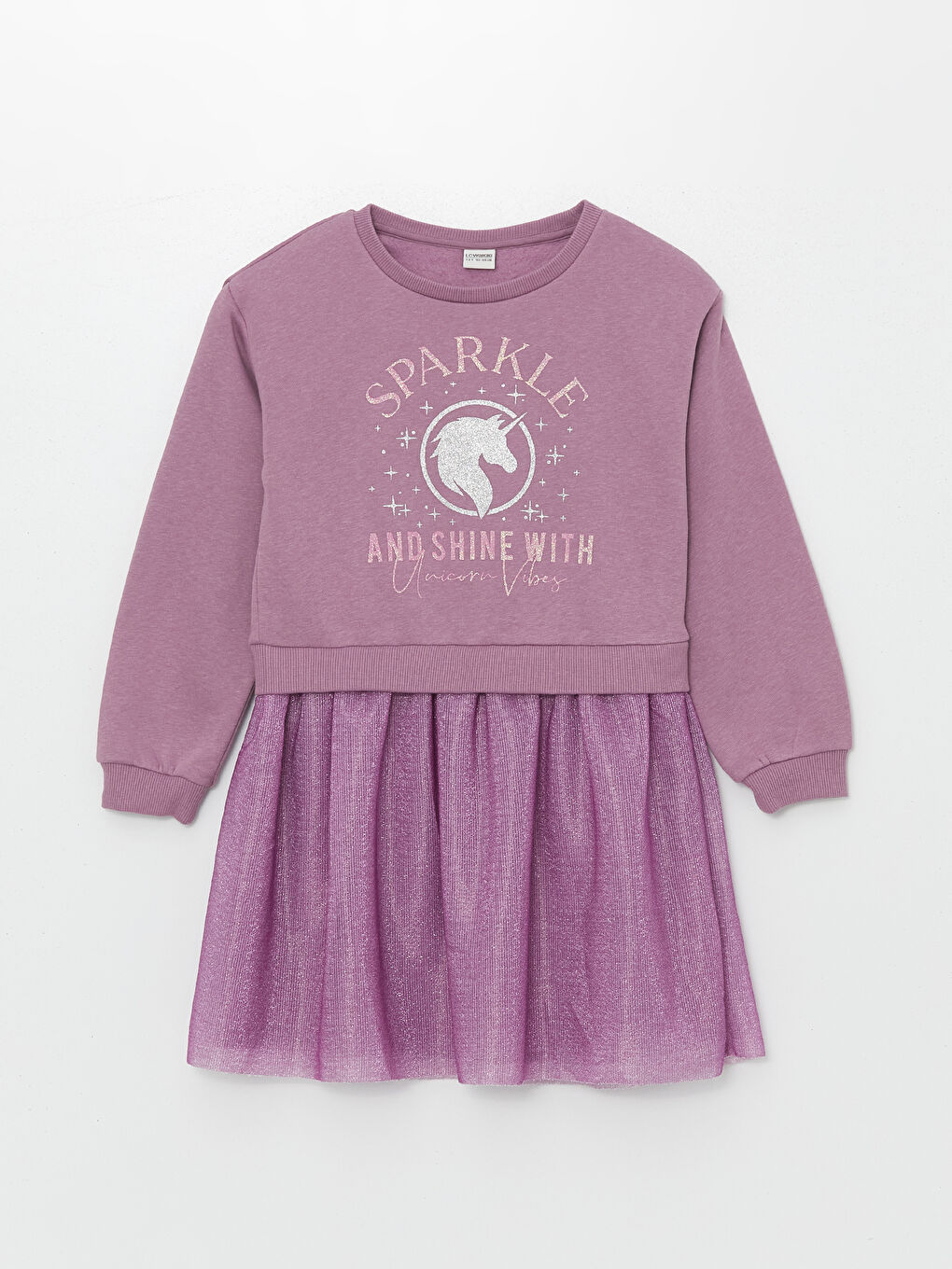 LCW Kids Crew Neck Girls' Dress -W4BJ02Z4-GTM