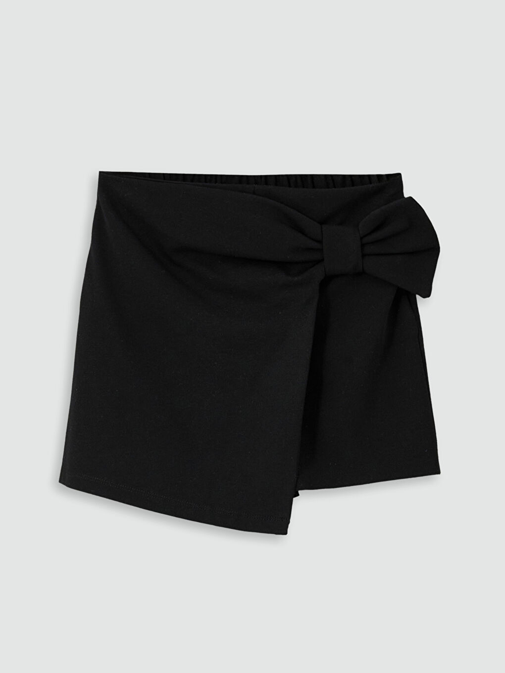Siyah Beli Lastikli Fiyonk Detaylı Kız Çocuk Şort Etek