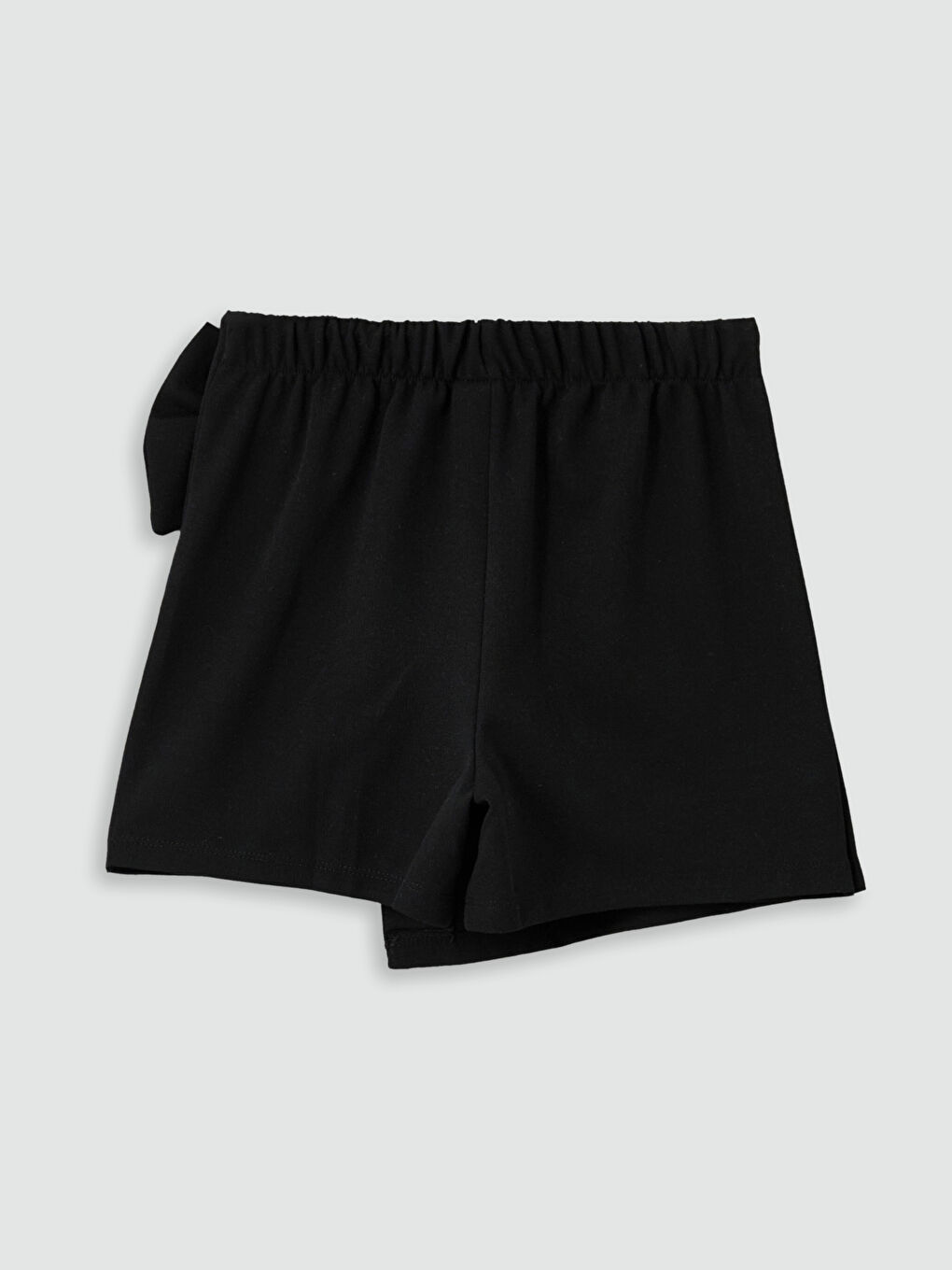 Siyah Beli Lastikli Fiyonk Detaylı Kız Çocuk Şort Etek-1