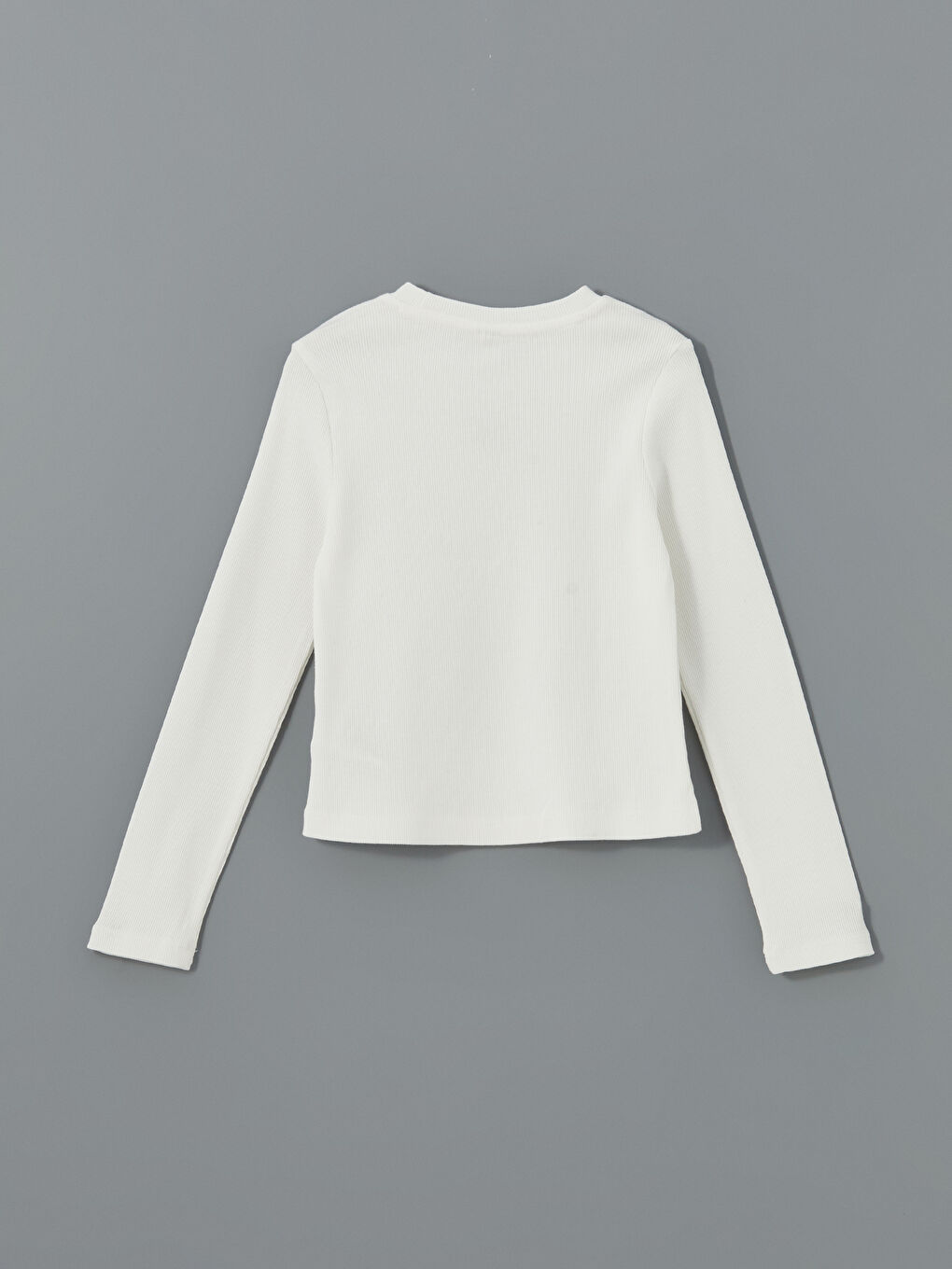 Ekru Bisiklet Yaka Taşlı Kız Çocuk Tişört-1