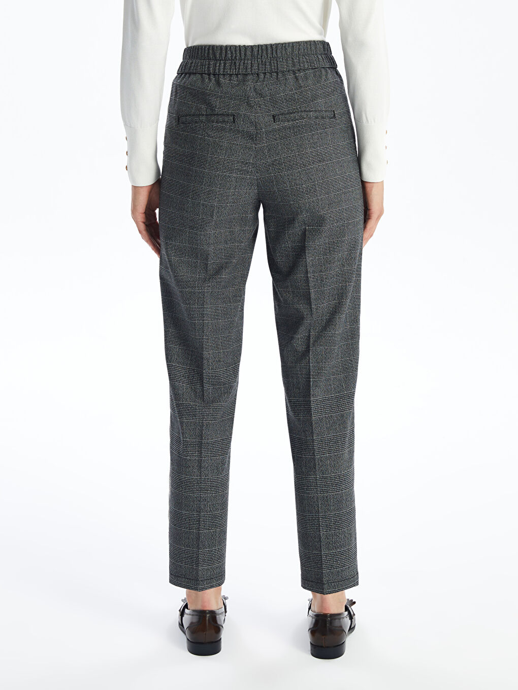 LCWAIKIKI Classic Elasticated Waist Plaid Women's Trousers -W4BK22Z8-LKX