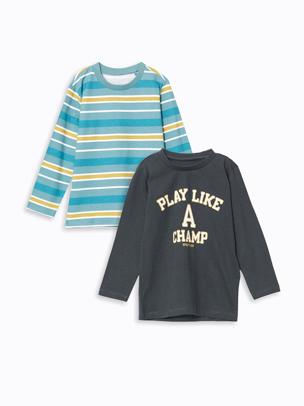 LCW Kids Crew Neck Long Sleeve Baby Boys' T-Shirt 2 Pack -W4BK50Z1-R4W
