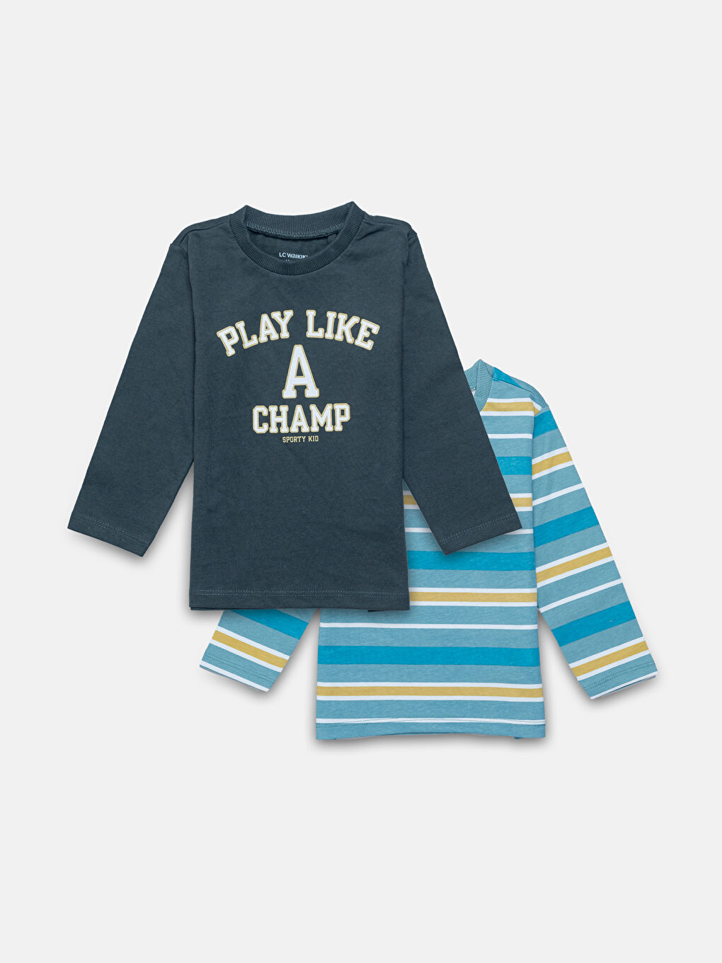 LCW Kids Crew Neck Long Sleeve Baby Boys' T-Shirt 2 Pack -W4BK50Z1-R4W