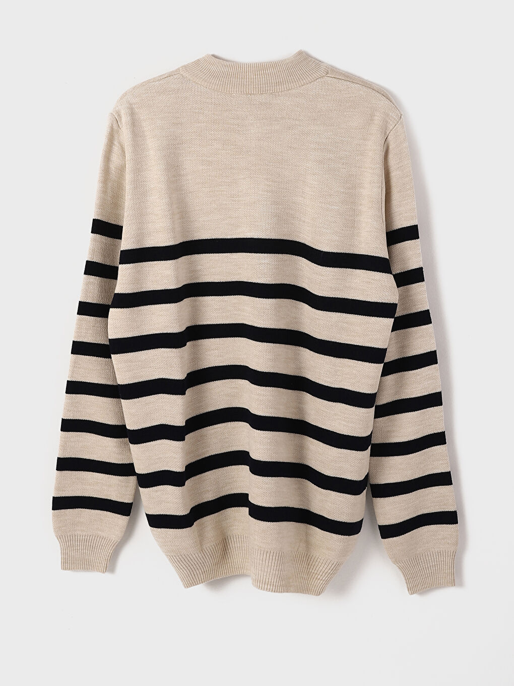 Pull-over en Tricot à Col Cheminée à Manches Longues Rayé pour Hommes-1