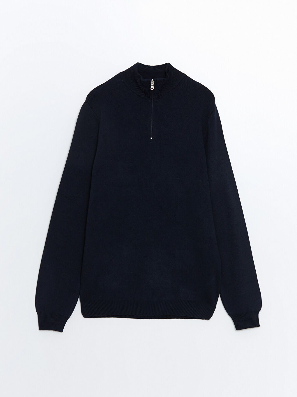 سترة تريكو كم طويل بياقة قمع للرجال-3