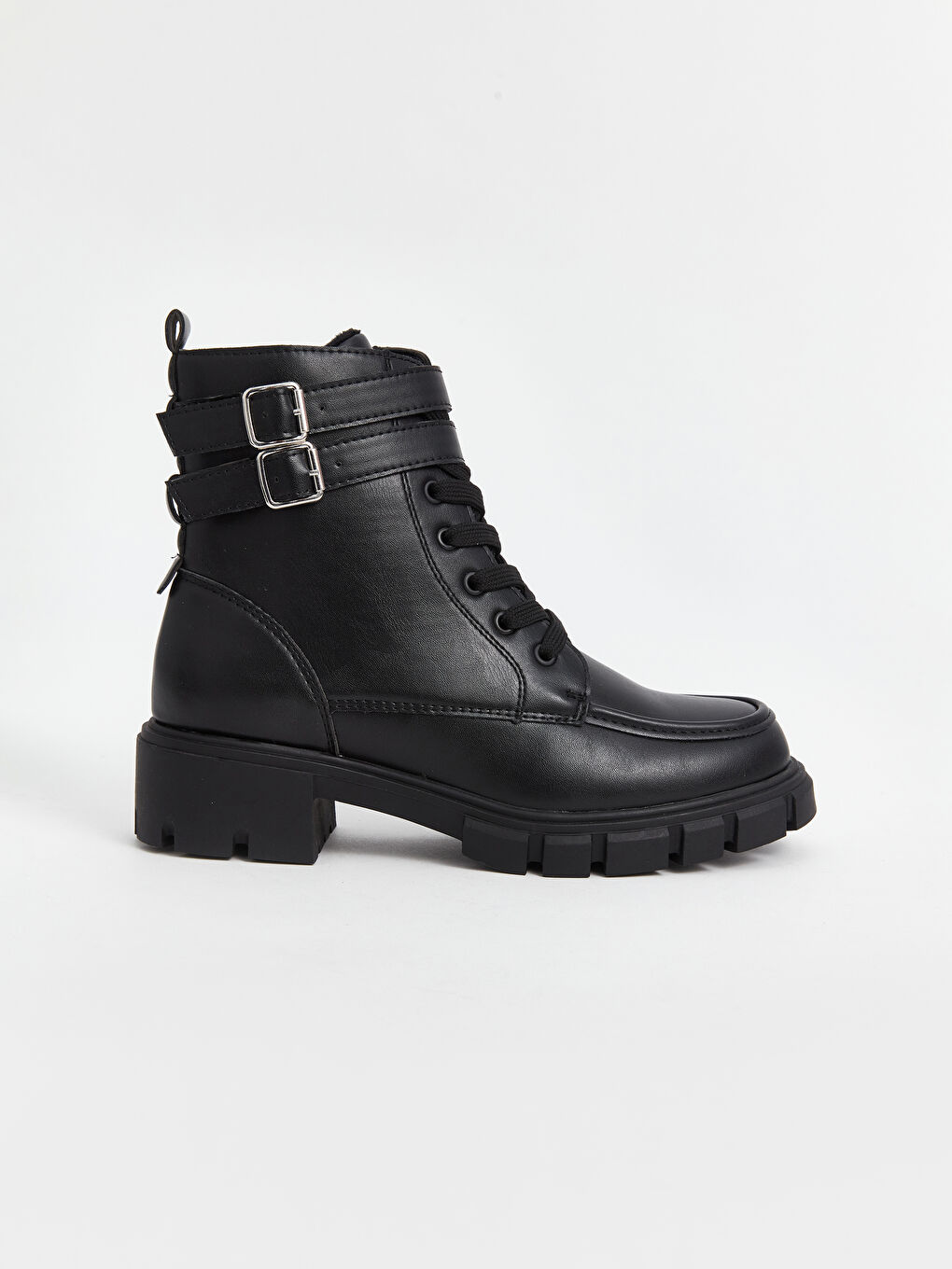 Faux Leather Laces and Zipper Closure Girls' Boot-1