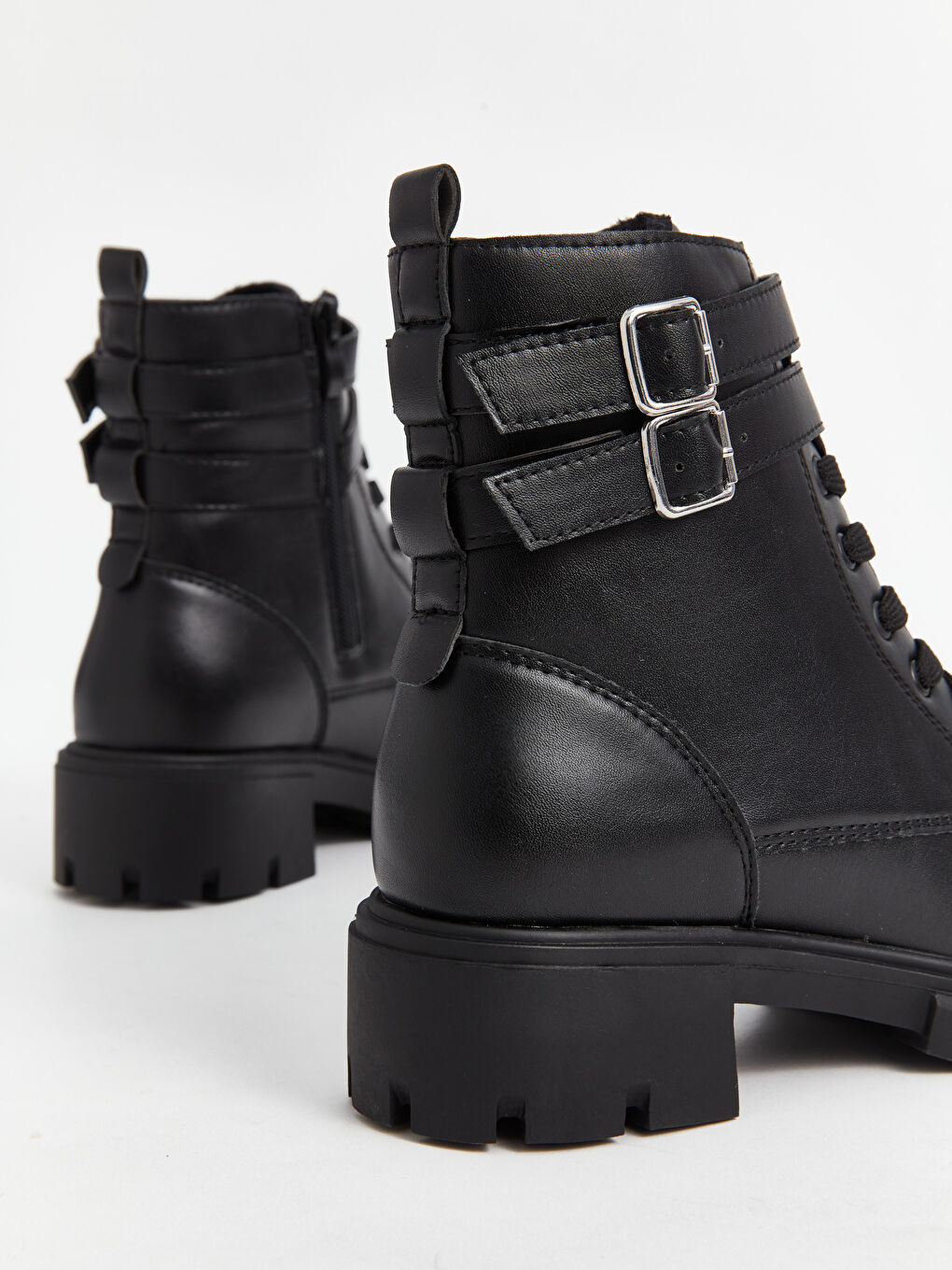 Faux Leather Laces and Zipper Closure Girls' Boot-3