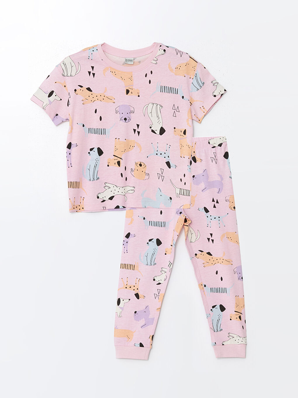 Crew Neck Short Sleeve Girls' Pyjama Set