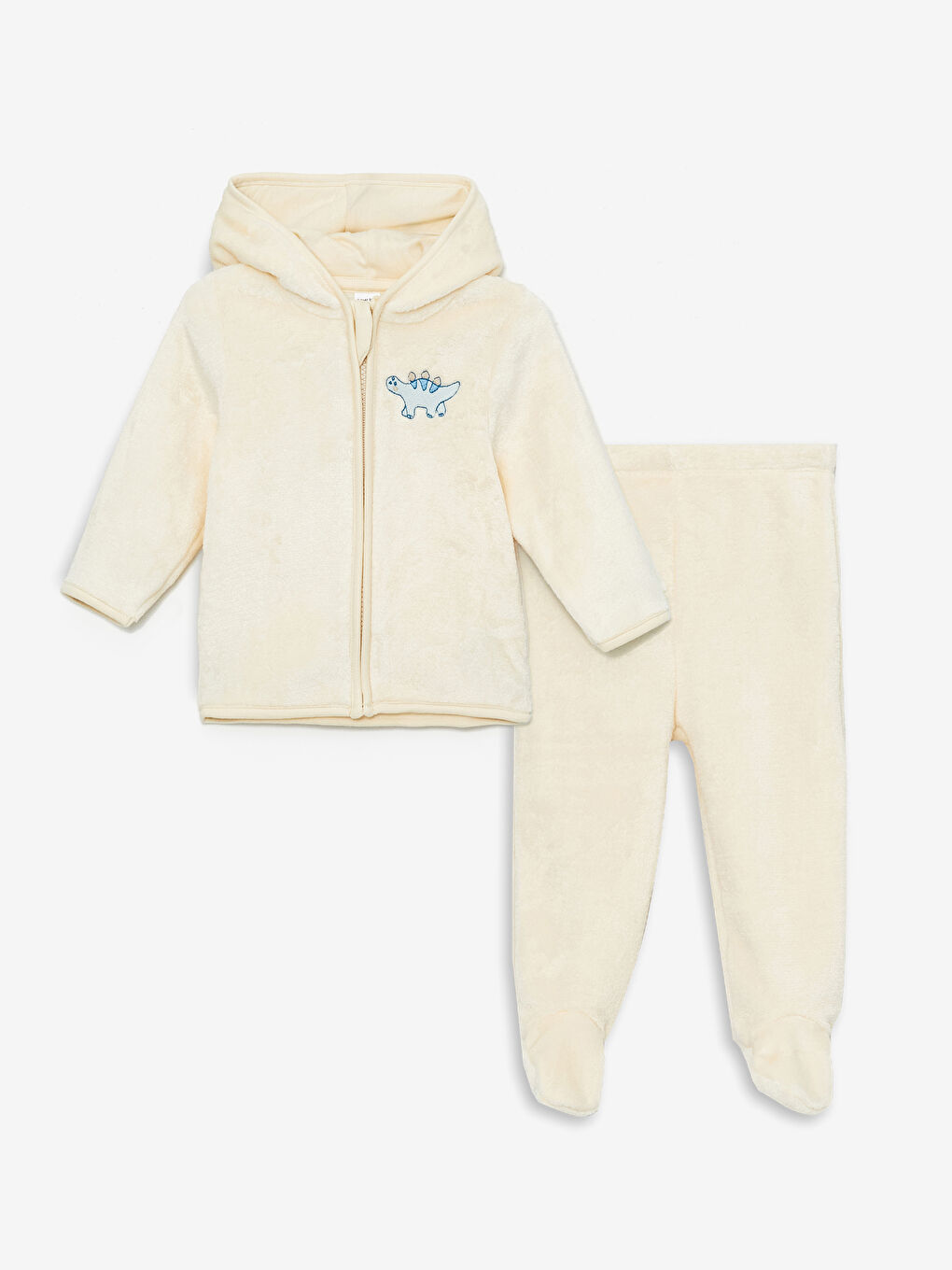 LCW baby Dinosaur Embroidered Plush Baby Boys' Cardigan and Trousers 2 Pack -W4BM18Z1-FDL