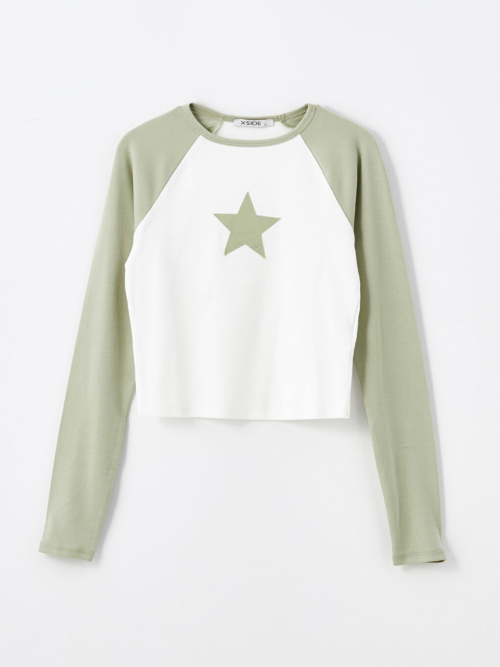 XSIDE Crew Neck Embroidered Long Sleeve Women's Crop Top -W4BM30Z8-R9J