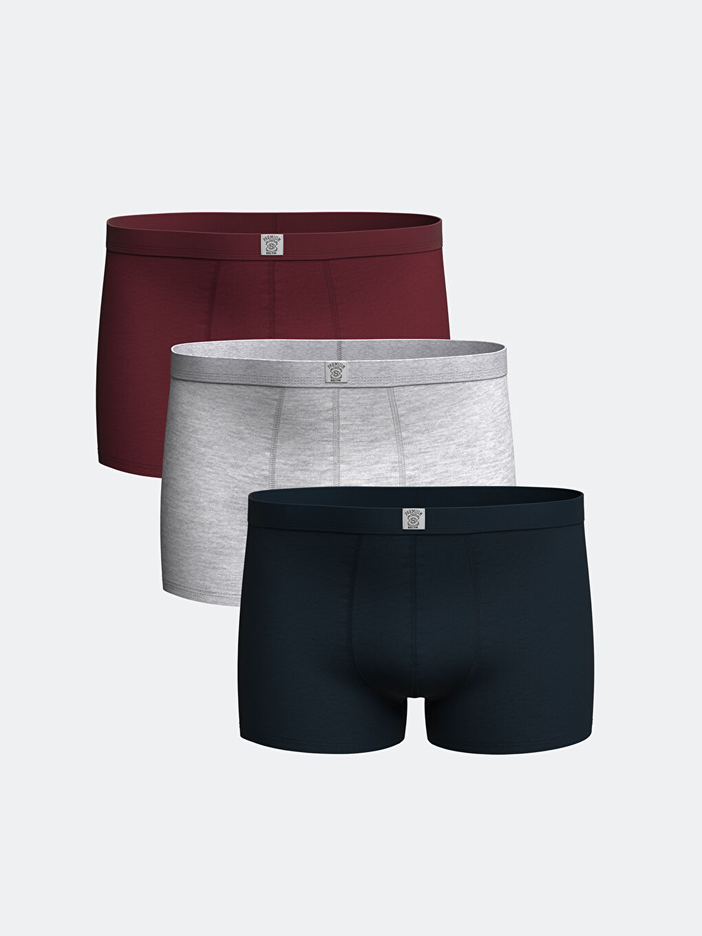 Bordo Standart Kalıp Pamuklu Esnek Erkek Boxer 3'lü