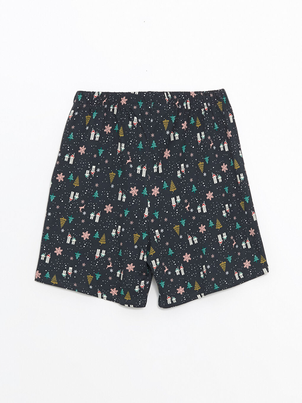 LCW DREAM Bisiklet Yaka Yılbaşı Temalı Kadın Şortlu Pijama Takımı -W4BN02Z8-LQ9