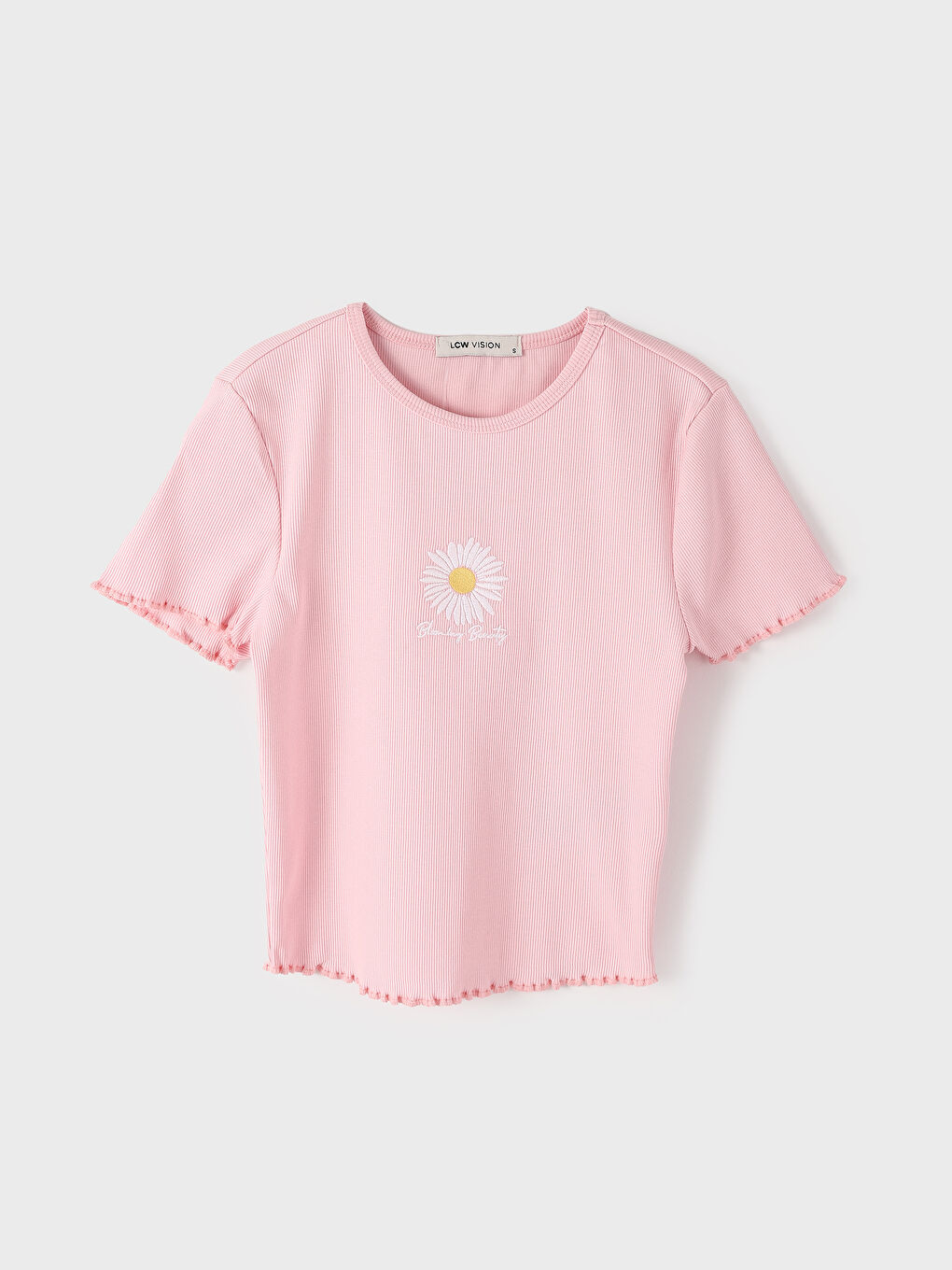 Crew Neck Embroidered Short Sleeve Women's T-Shirt