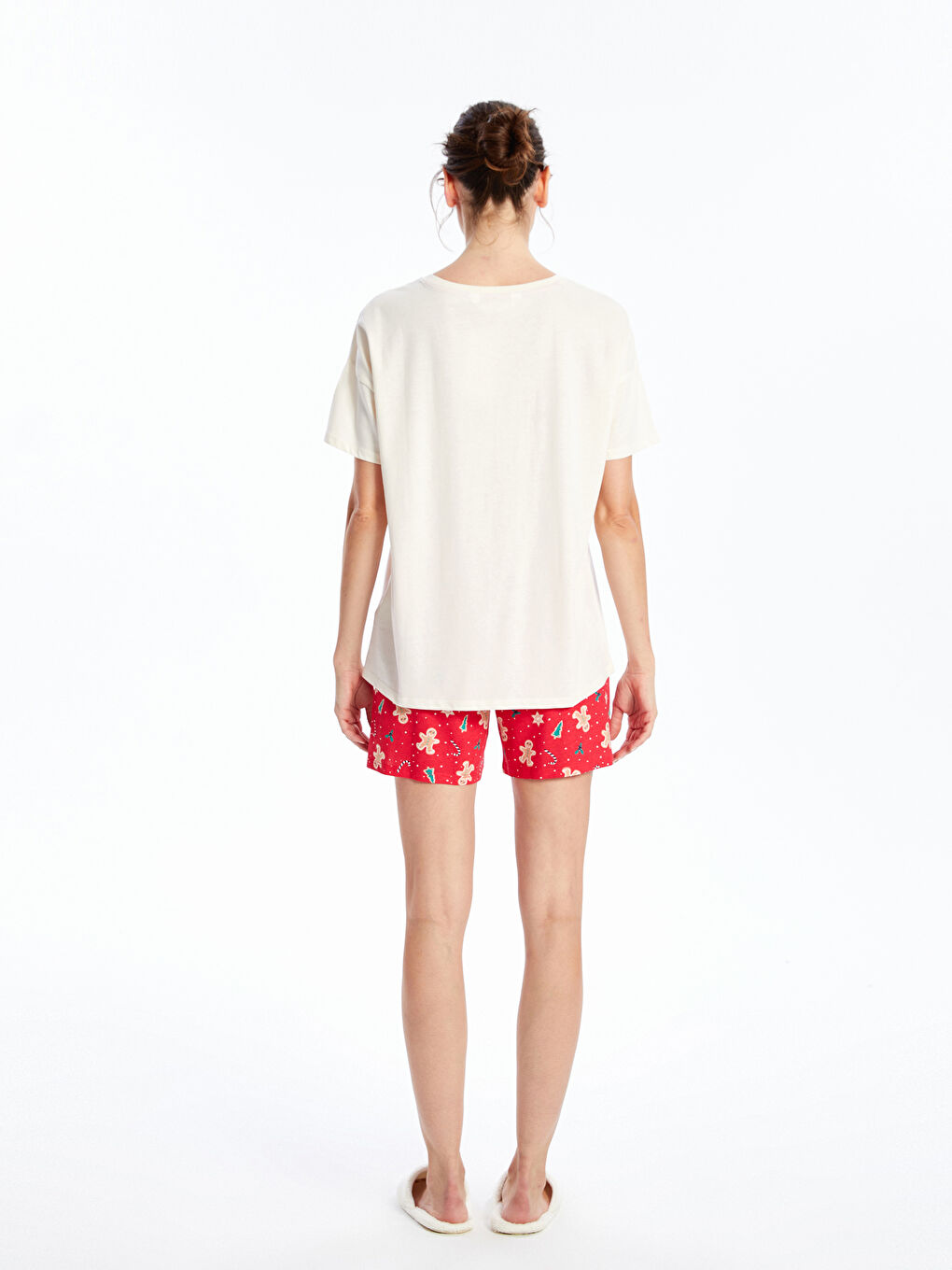 LCW DREAM Ensemble Pyjama Court Imprimé à Col Rond pour Femmes -W4BN21Z8-LTP
