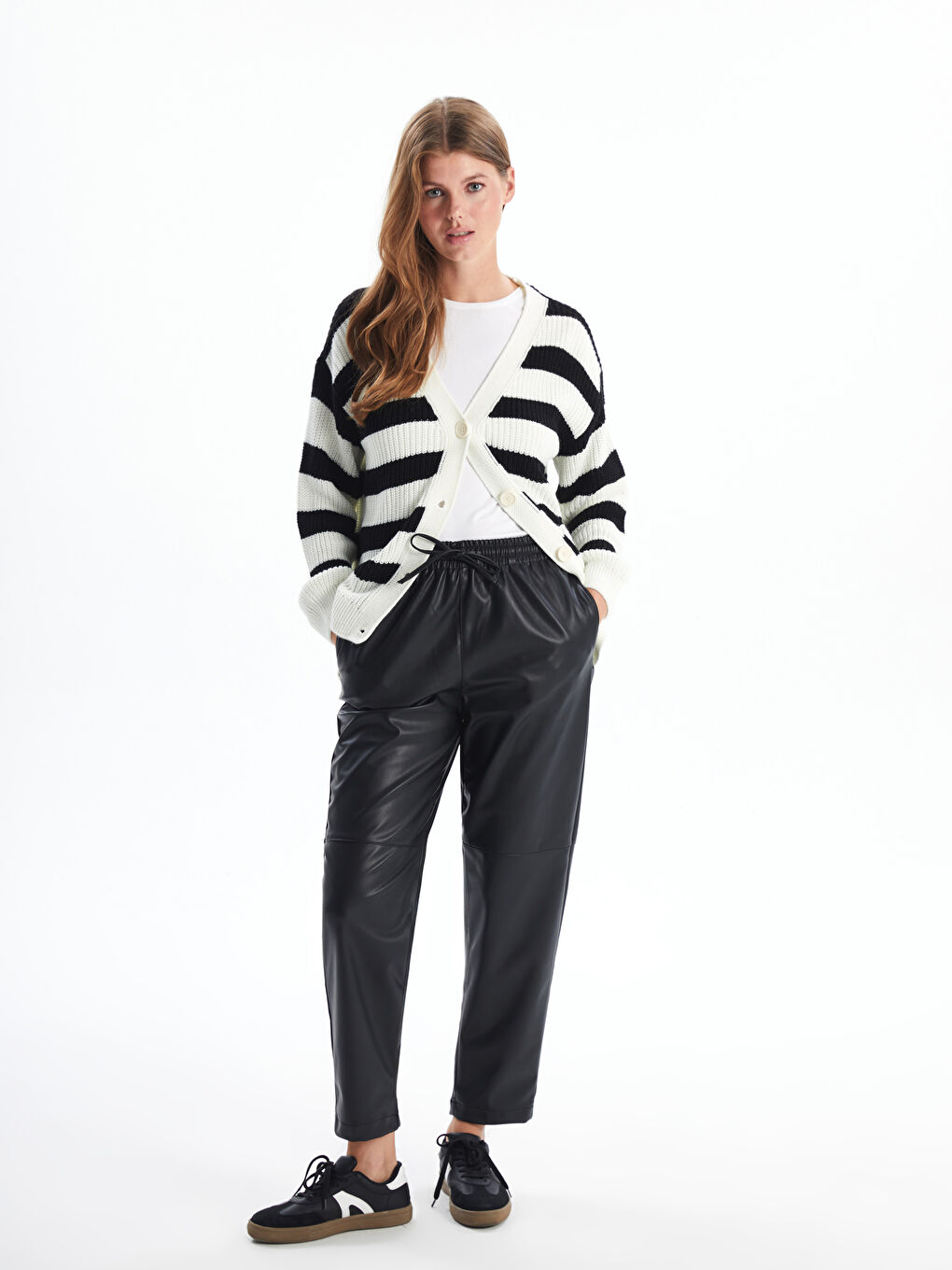 LCW Vision Elasticated Waist Faux Leather Women's Trousers -W4BN26Z8-CVL