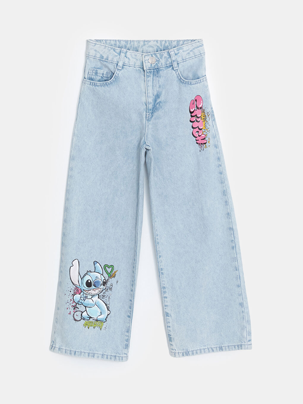 ელასტიური წელი ფართოფეხა გოგონებისთვის ჯინსი