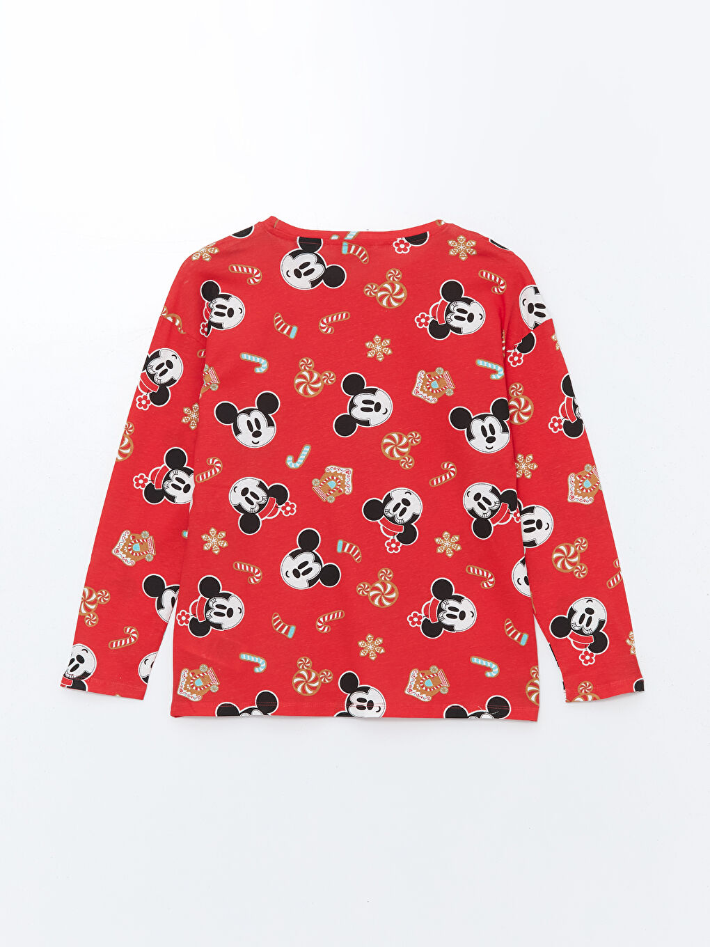 LCW Young Kırmızı Baskılı Bisiklet Yaka Mickey Mouse Baskılı Kadın Pijama Takımı - 6