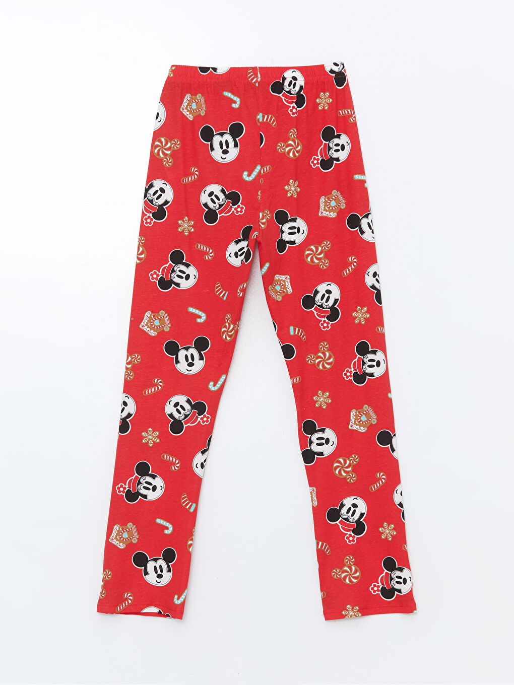 LCW Young Kırmızı Baskılı Bisiklet Yaka Mickey Mouse Baskılı Kadın Pijama Takımı - 8