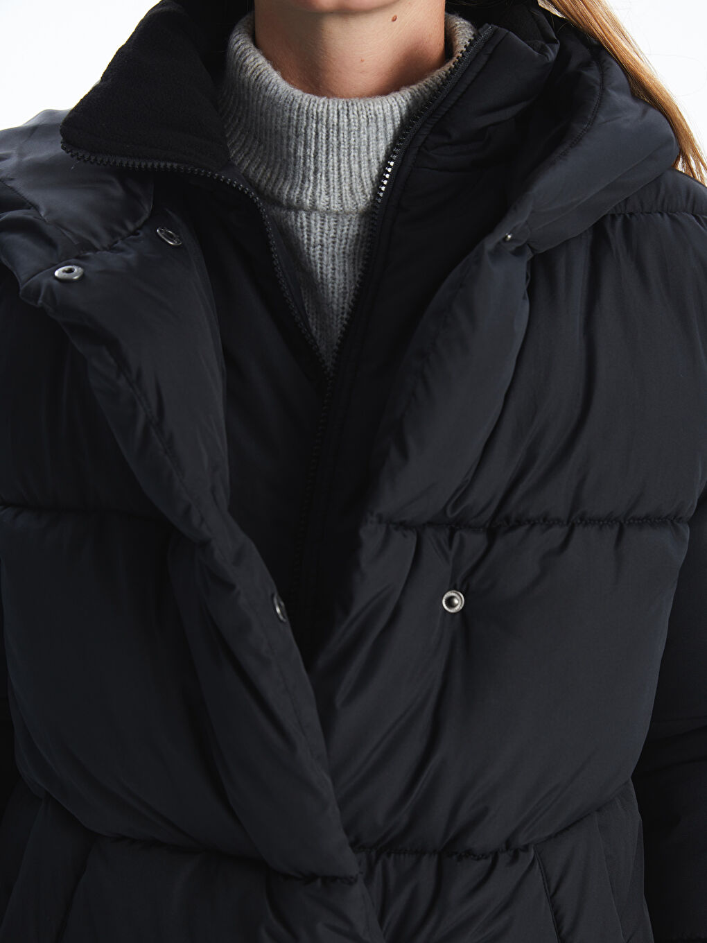 Geacă Matlasată cu Glugă pentru Femei-2