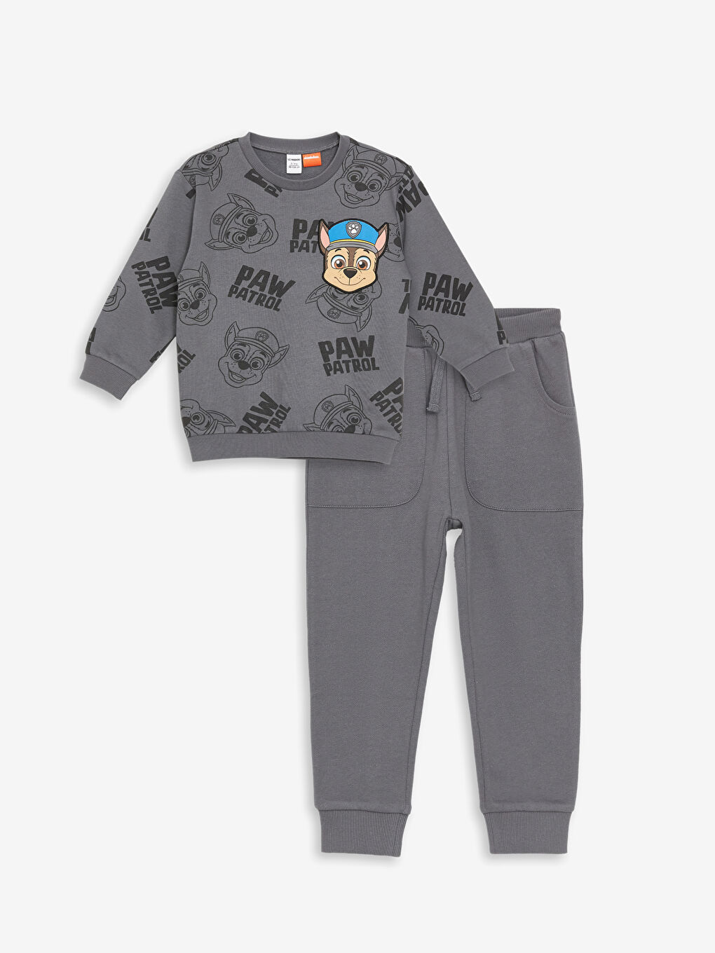 LCW Kids Koyu Gri Baskılı Paw Patrol Baskılı Erkek Çocuk Sweatshirt ve Eşofman Alt 2'li Takım