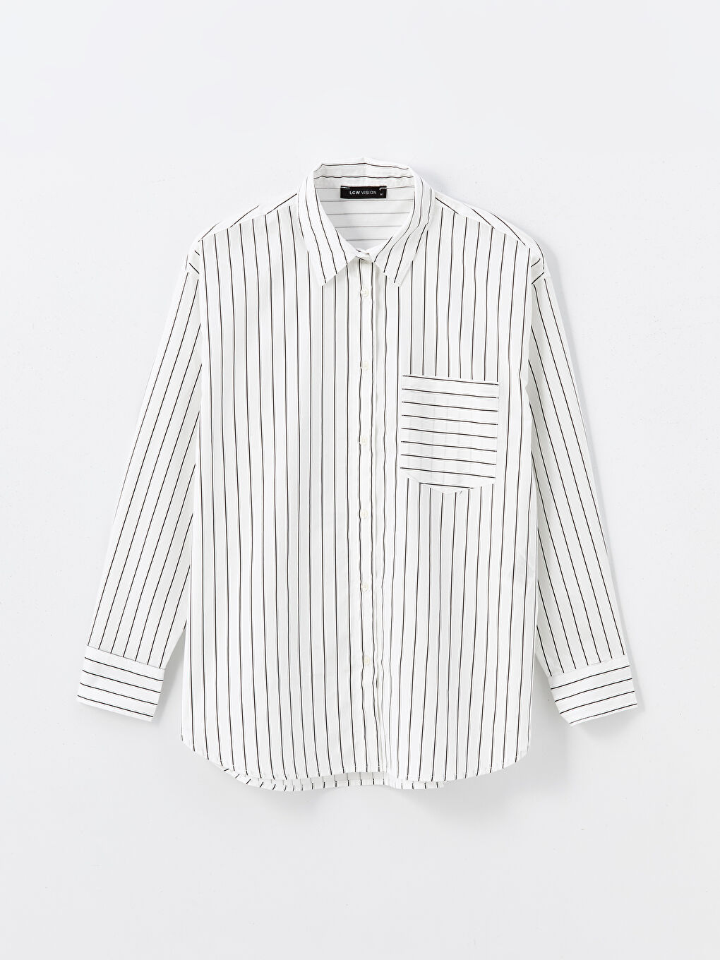 LCW Vision Çizgili Oversize Poplin Kadın Gömlek -W4BP98Z8-LEG
