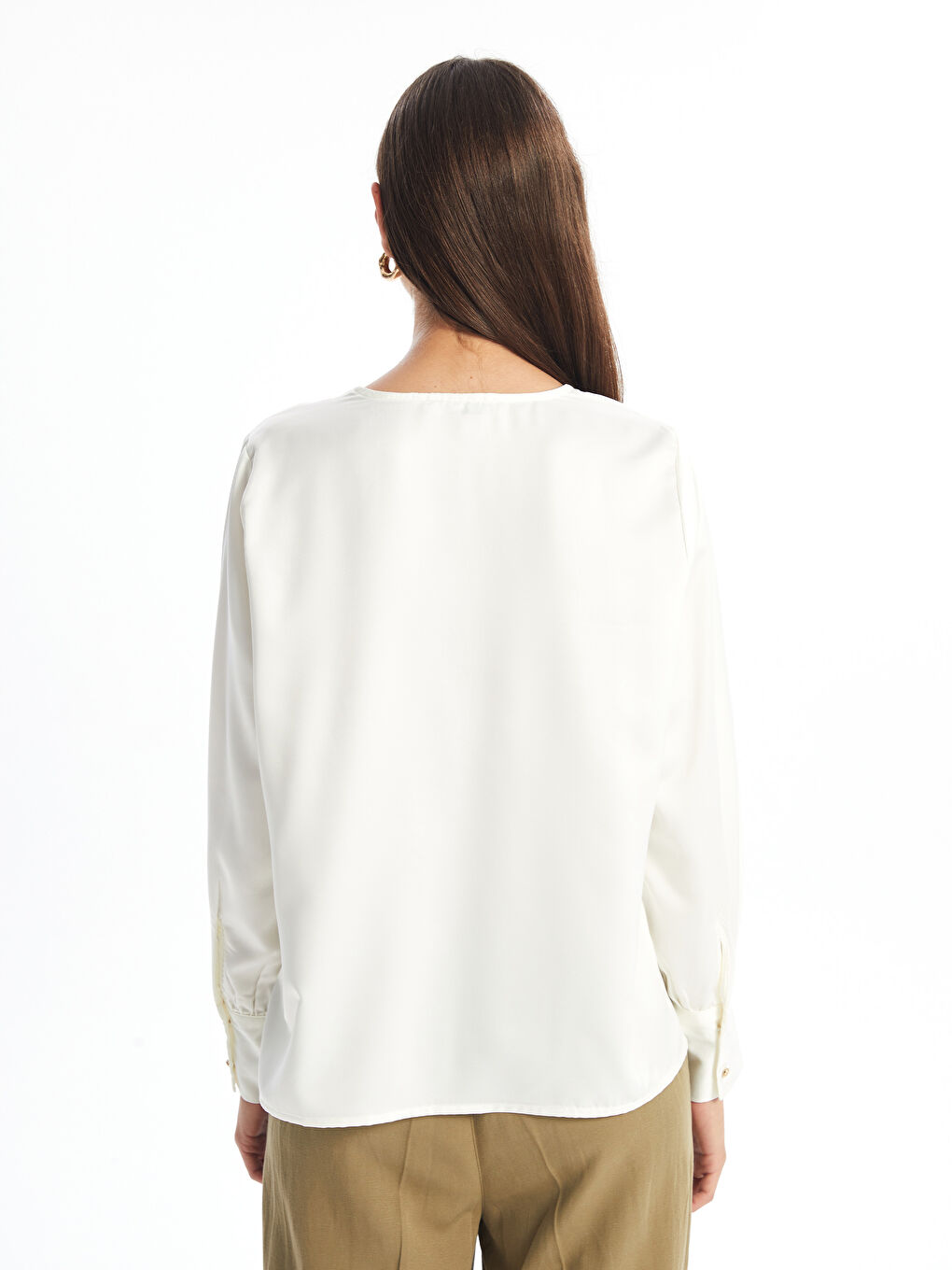 LCW Vision V-Ausschnitt Satin Bluse für Damen -W4BQ01Z8-R9J