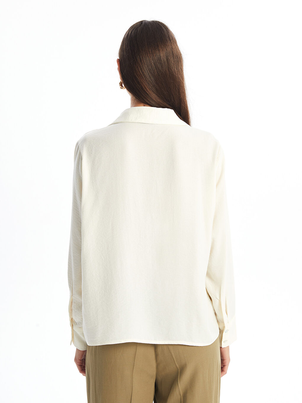 LCW Vision Collared Neck Textured Oversize Women's Blouse -W4BQ02Z8-R9J
