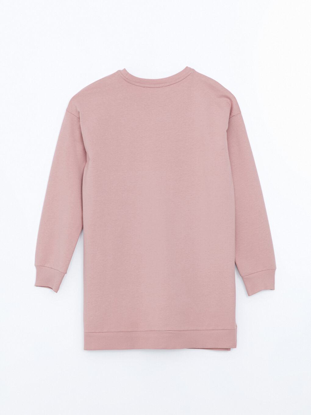 LCWAIKIKI Basic Pembe Bisiklet Yaka Pul İşlemeli Oversize Kadın Sweatshirt Tunik - 6