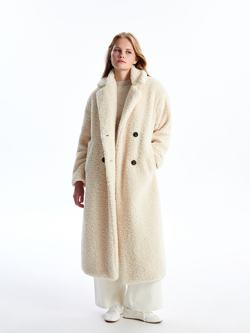LC Waikiki Collared Neck Plain Long Sleeve Women's Overcoat -W4BQ36Z8-V9H