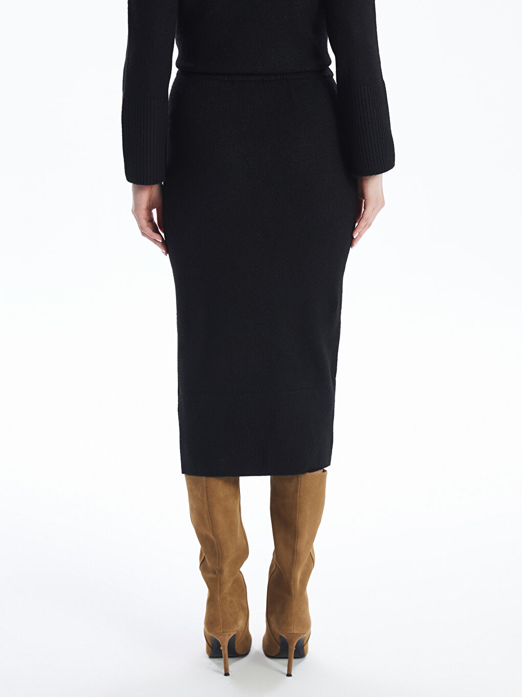LCW Vision Women's Elasticated Waist Plain Knitwear Skirt -W4BQ61Z8-CVL