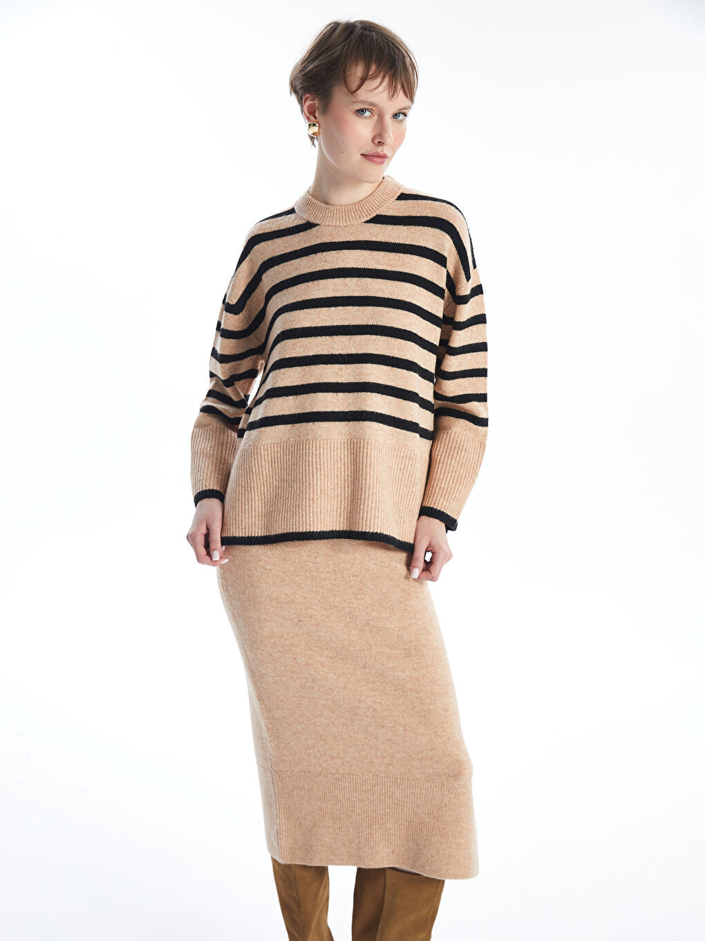 LCW Vision Crew Neck Oversize Women's Knitwear Sweater -W4BQ62Z8-LKM