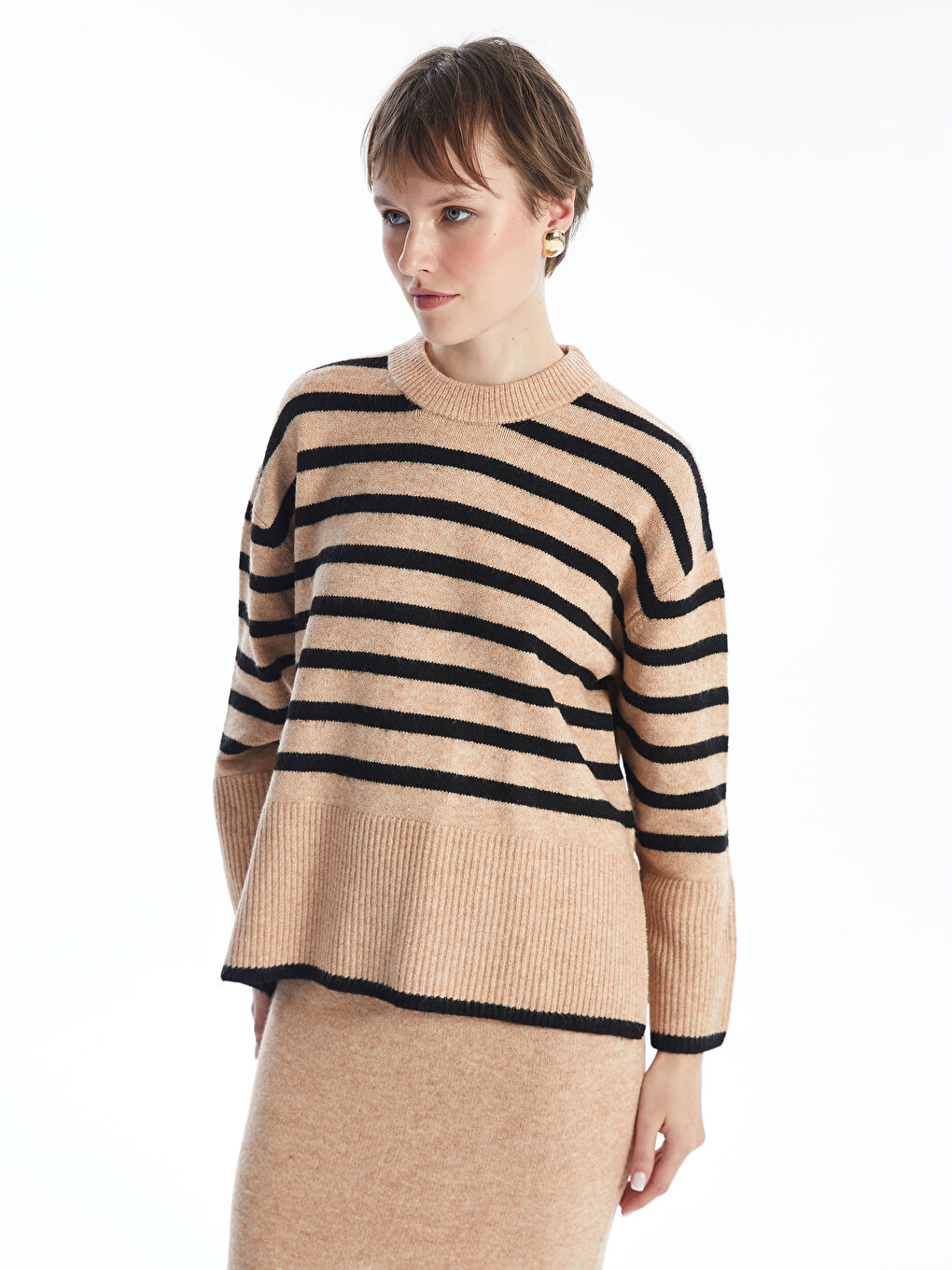 LCW Vision Crew Neck Oversize Women's Knitwear Sweater -W4BQ62Z8-LKM
