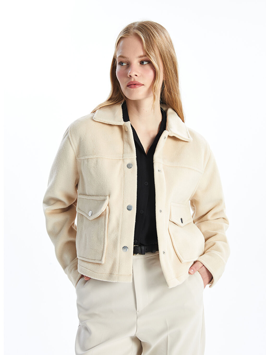 LCW Vision Shirt Collar Women's Cachet Jacket -W4BQ63Z8-DHA