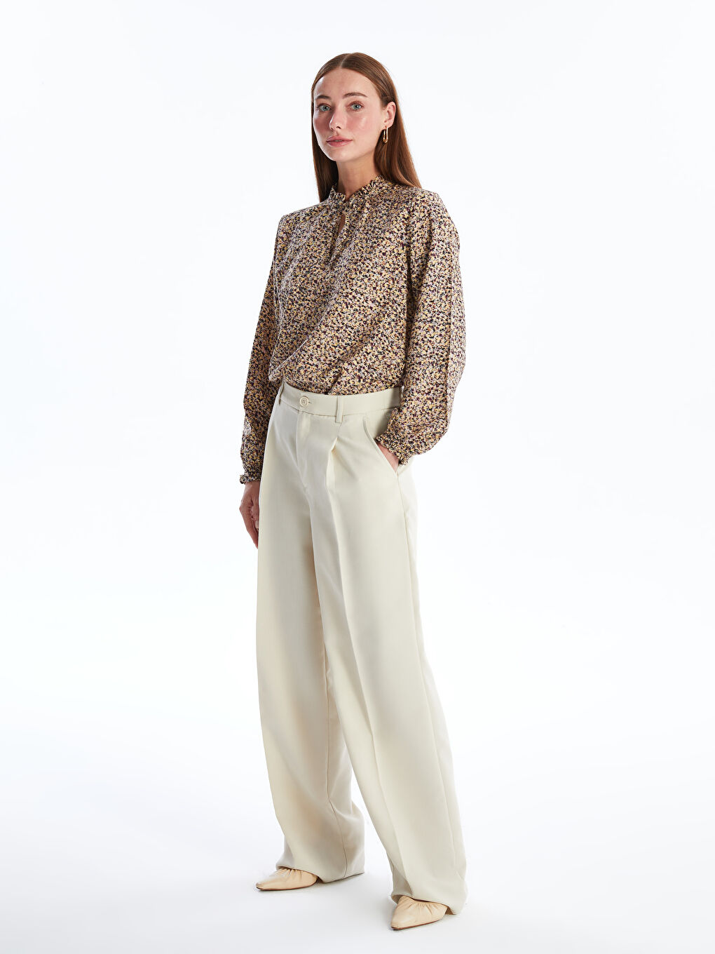 Tie Neck Patterned Women's Blouse-1