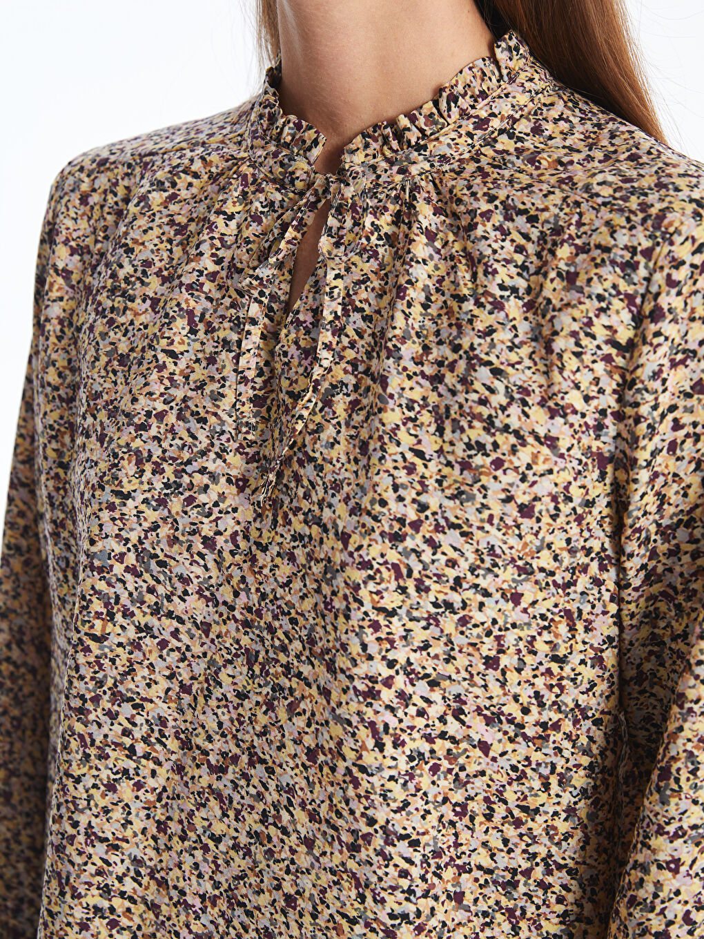 Tie Neck Patterned Women's Blouse-2