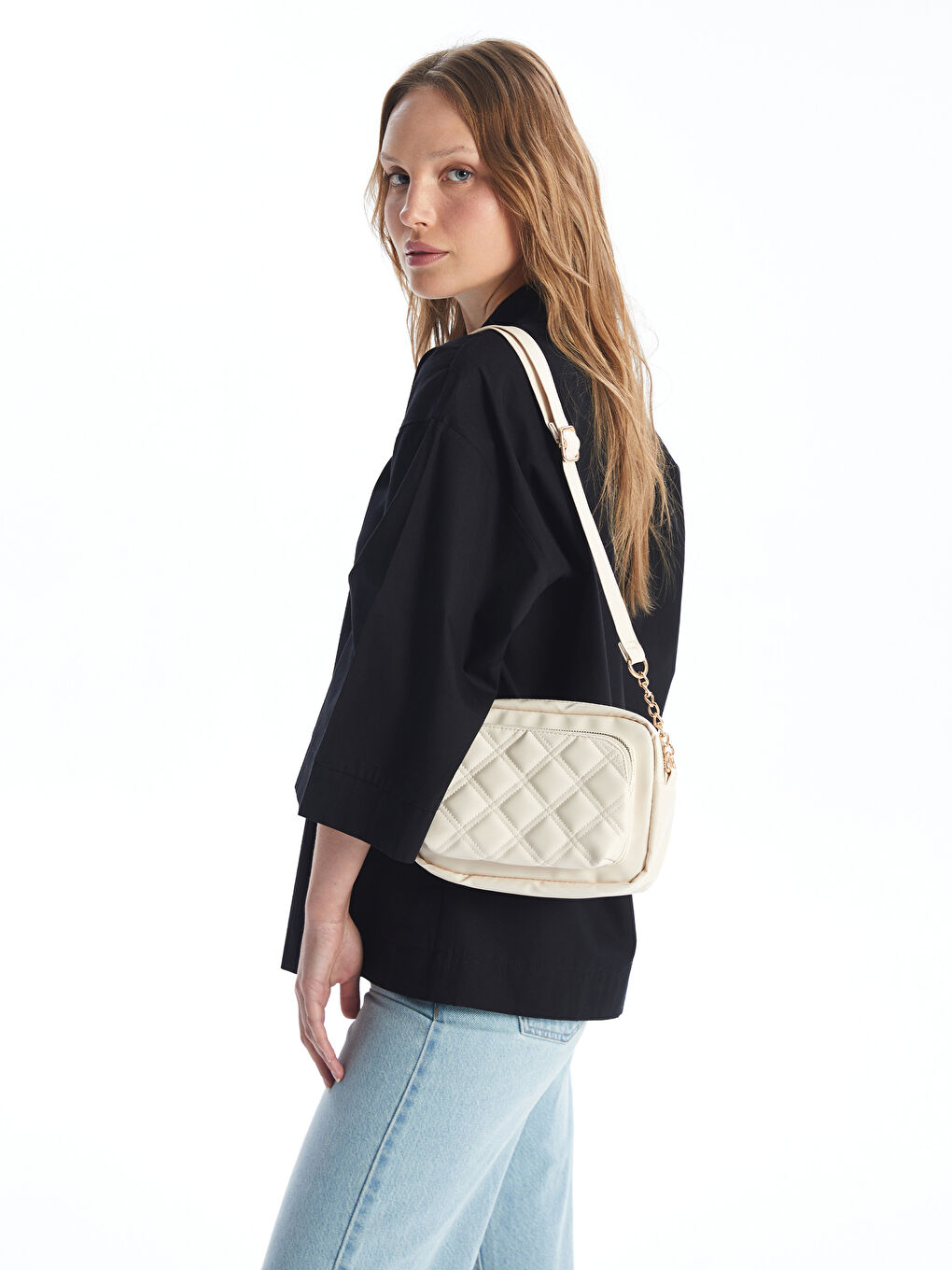 Quilted Patterned Faux Leather Women's Shoulder Bag