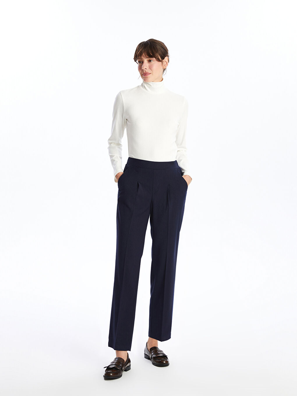 LCWAIKIKI Classic Elastic Waist Striped Women's Trousers -W4BQ98Z8-LGS