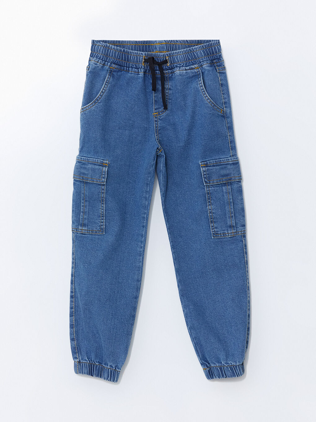 LCW Kids İndigo Beli Lastikli Erkek Çocuk Kargo Jean Pantolon - 2