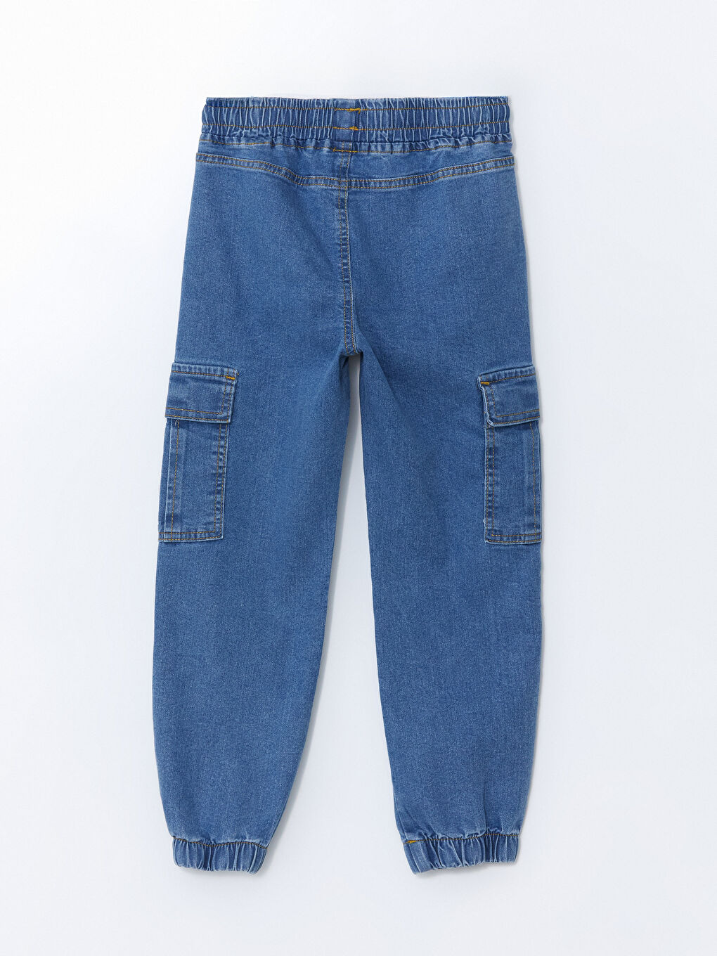 LCW Kids İndigo Beli Lastikli Erkek Çocuk Kargo Jean Pantolon - 4