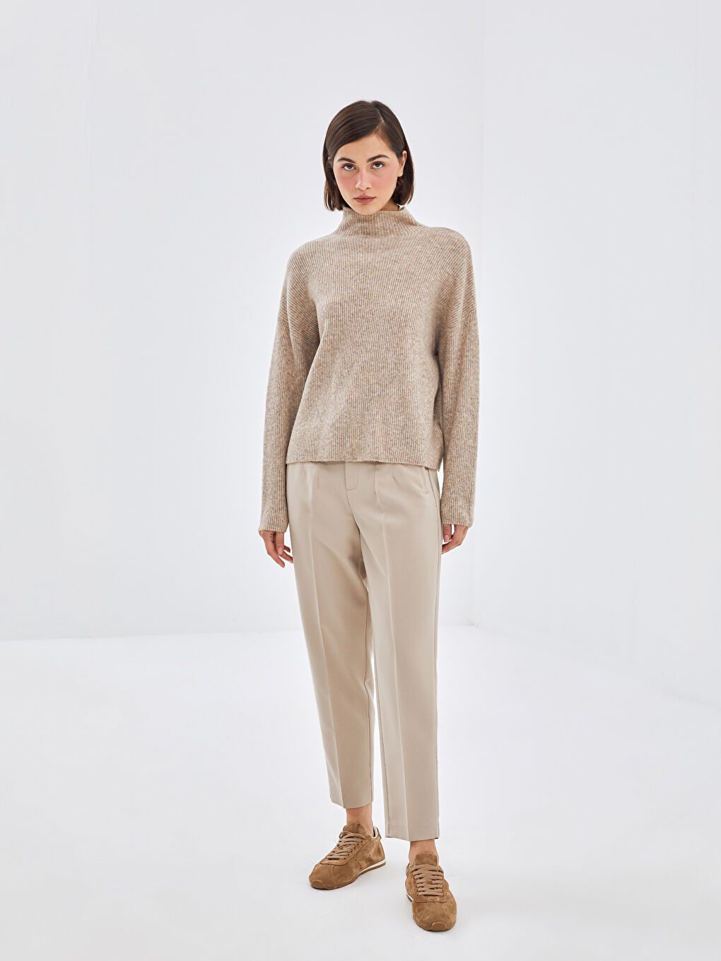 LCW Vision Halber Rollkragen Oversize Damen Strickpullover -W4BR44Z8-D4N