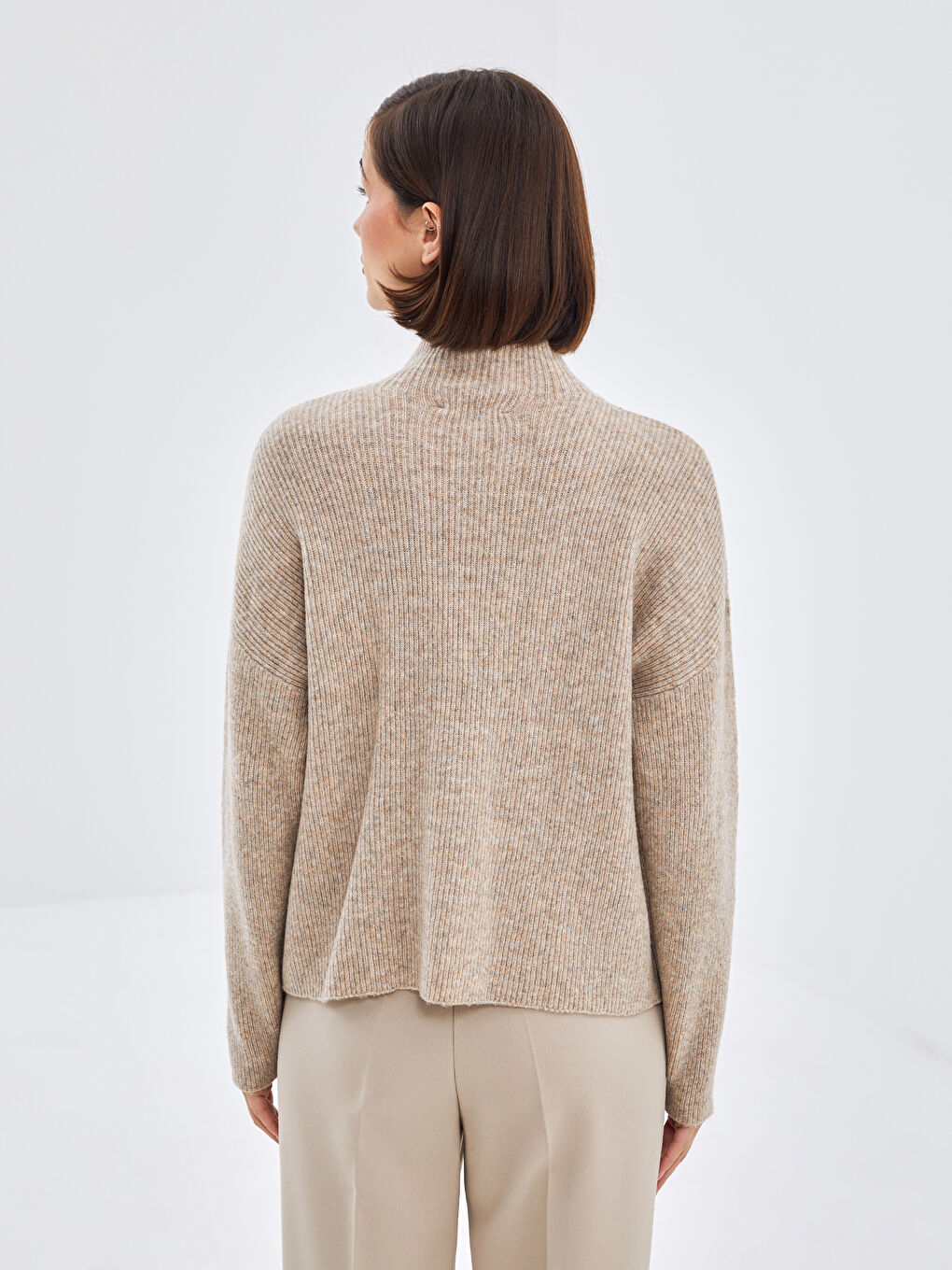 LCW Vision Halber Rollkragen Oversize Damen Strickpullover -W4BR44Z8-D4N