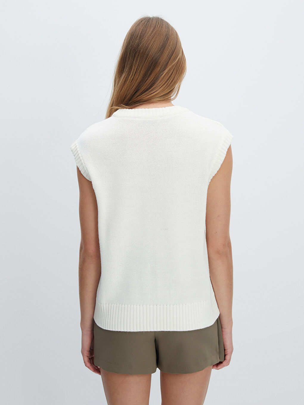 Žena EKRU Prsluk od pletiva-3