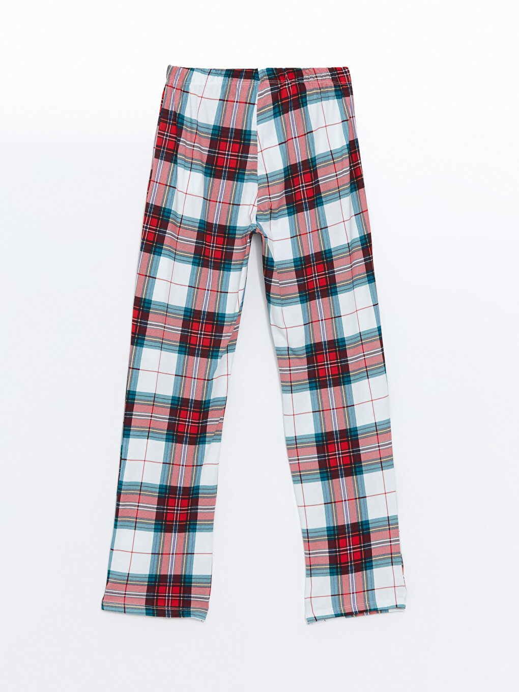 Kırmızı Beli Lastikli Ekose Kadın Pijama Altı-1