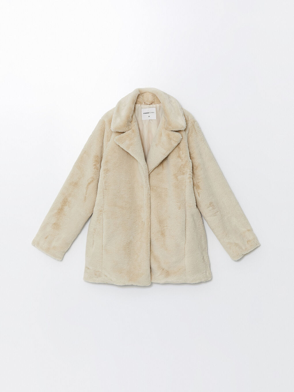 LC Waikiki Jacket Lapel Collar Long Sleeve Plush Women's Coat -W4BT06Z8-FWM