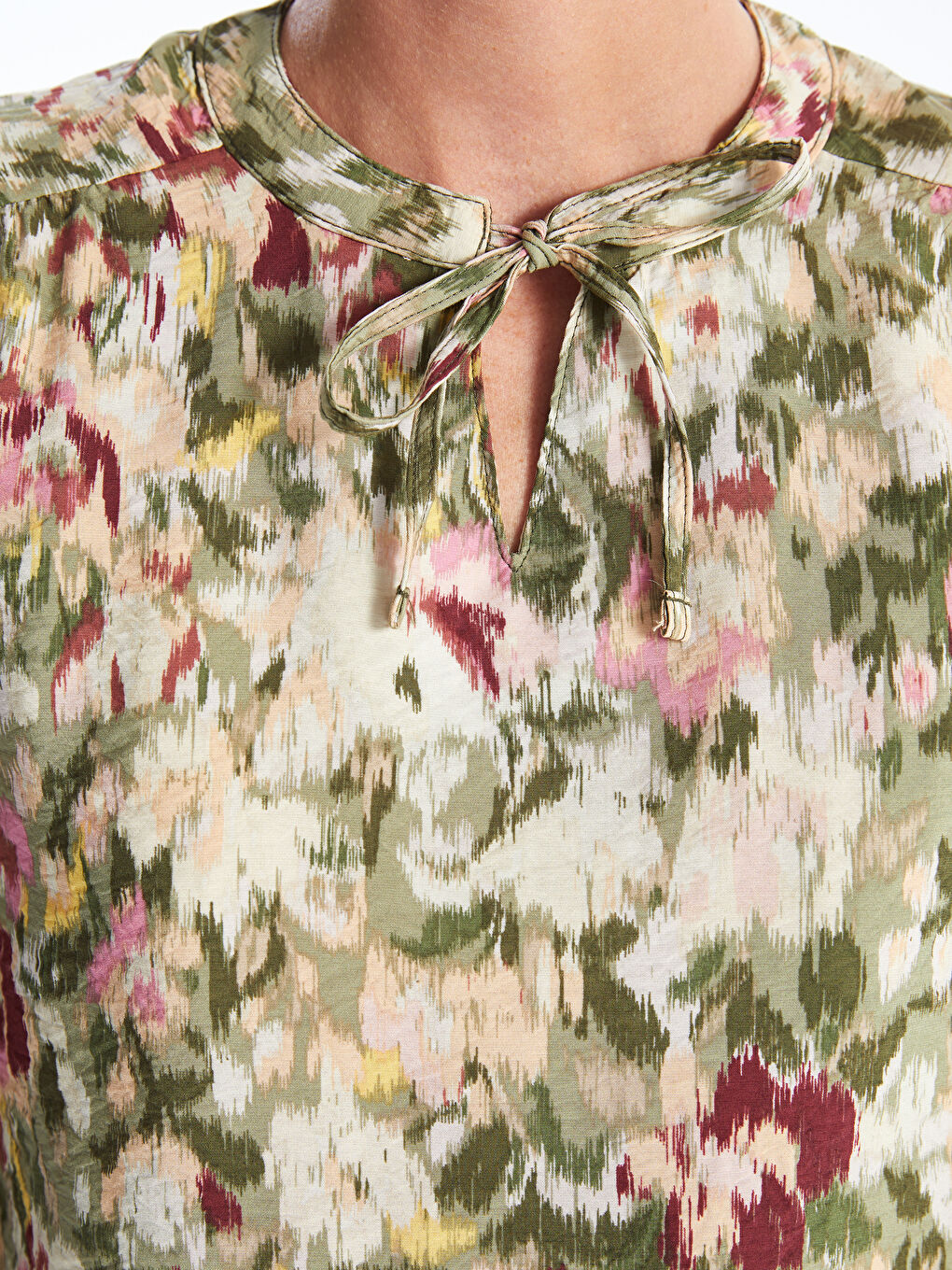 Tie Neck Floral Women's Blouse-3