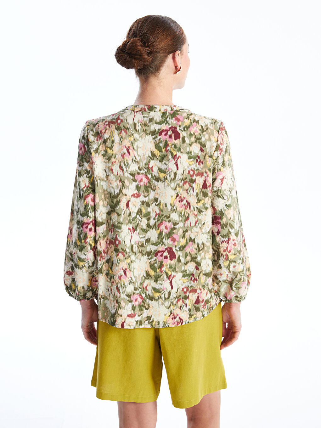 Tie Neck Floral Women's Blouse-4